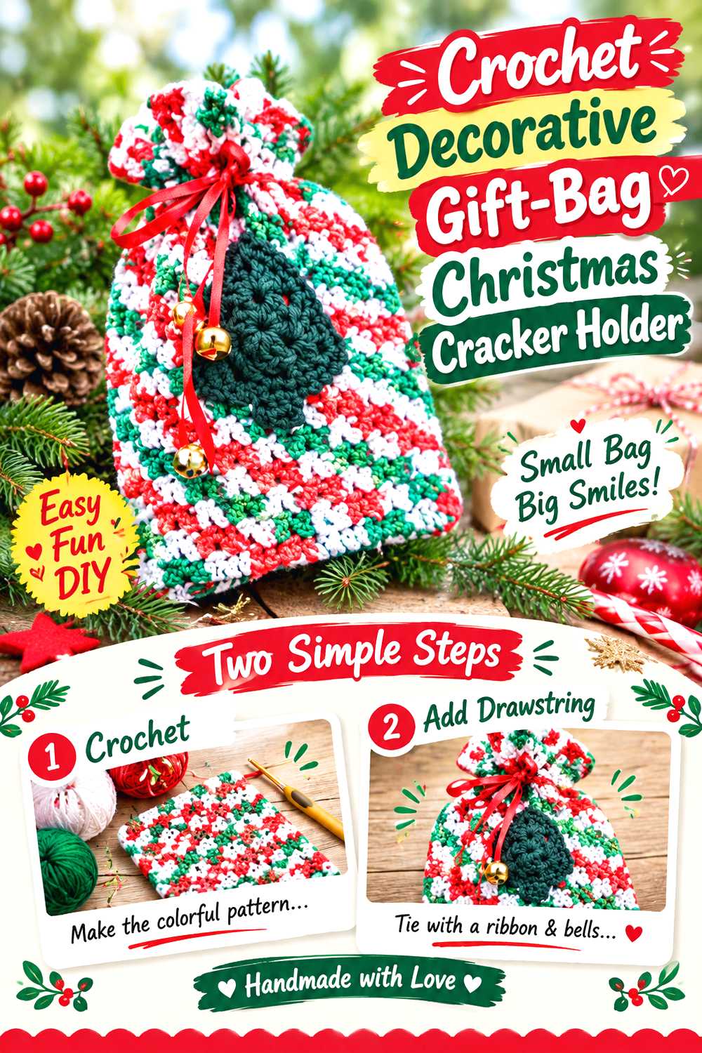 Crochet Decorative Gift Bag Christmas Cracker Holder