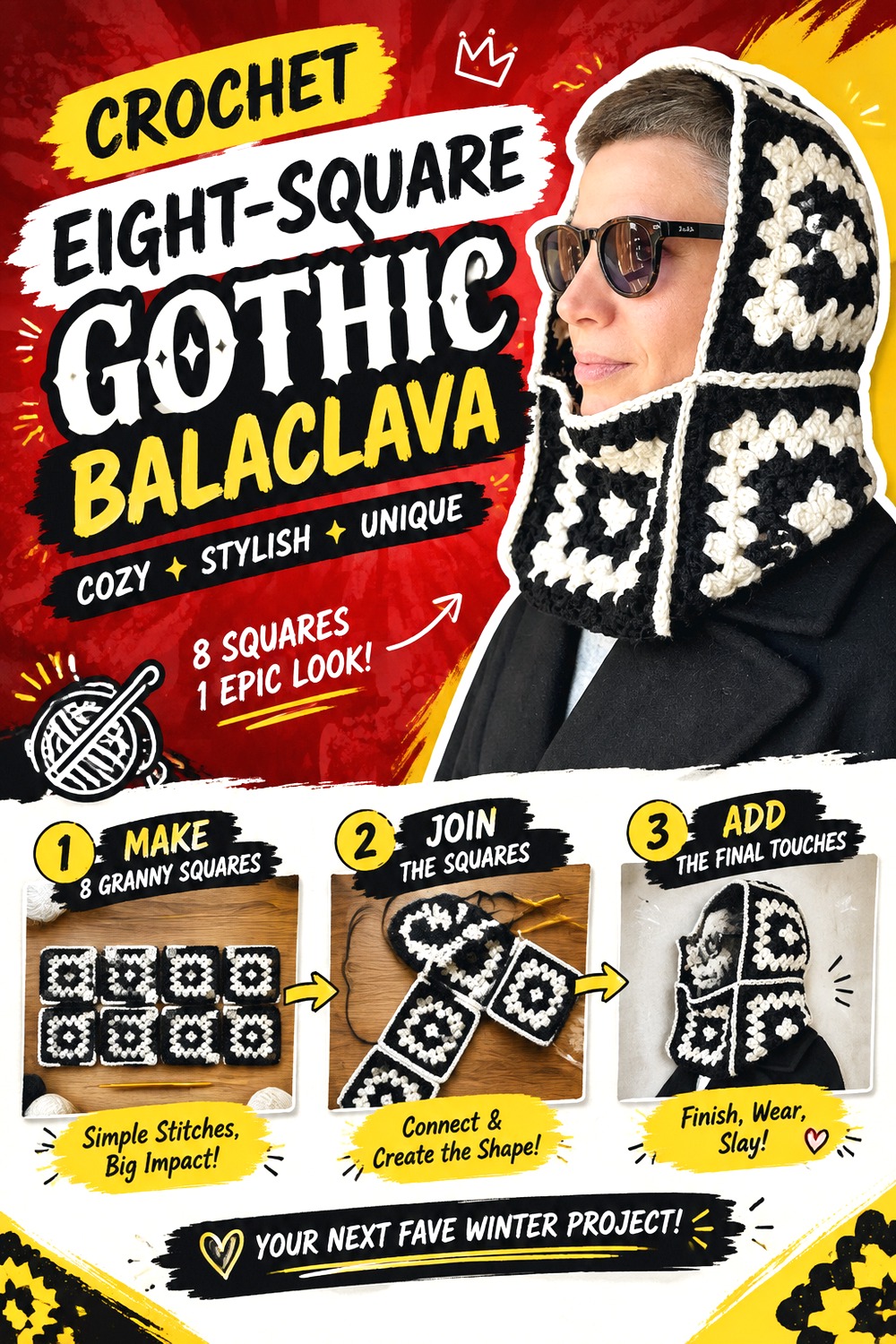 Crochet Eight Square Gothic Balaclava