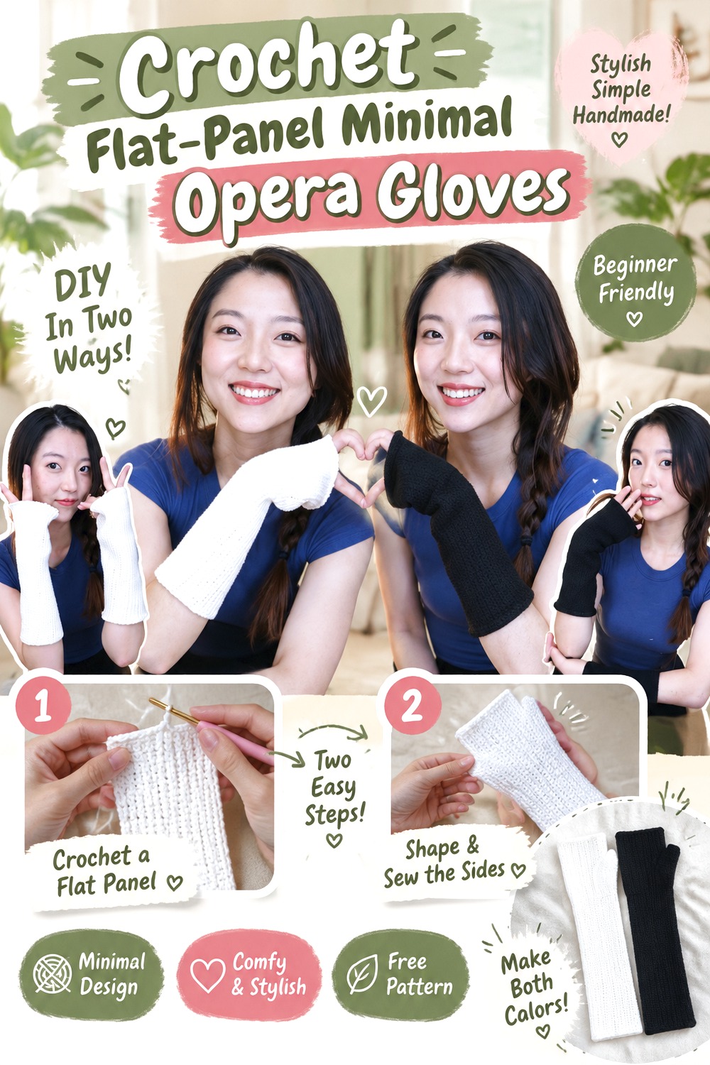 Crochet Flat Panel Minimal Opera Gloves