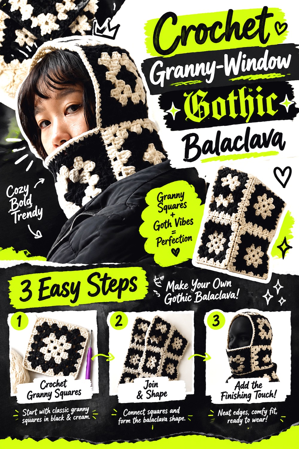 Crochet Granny Window Gothic Balaclava