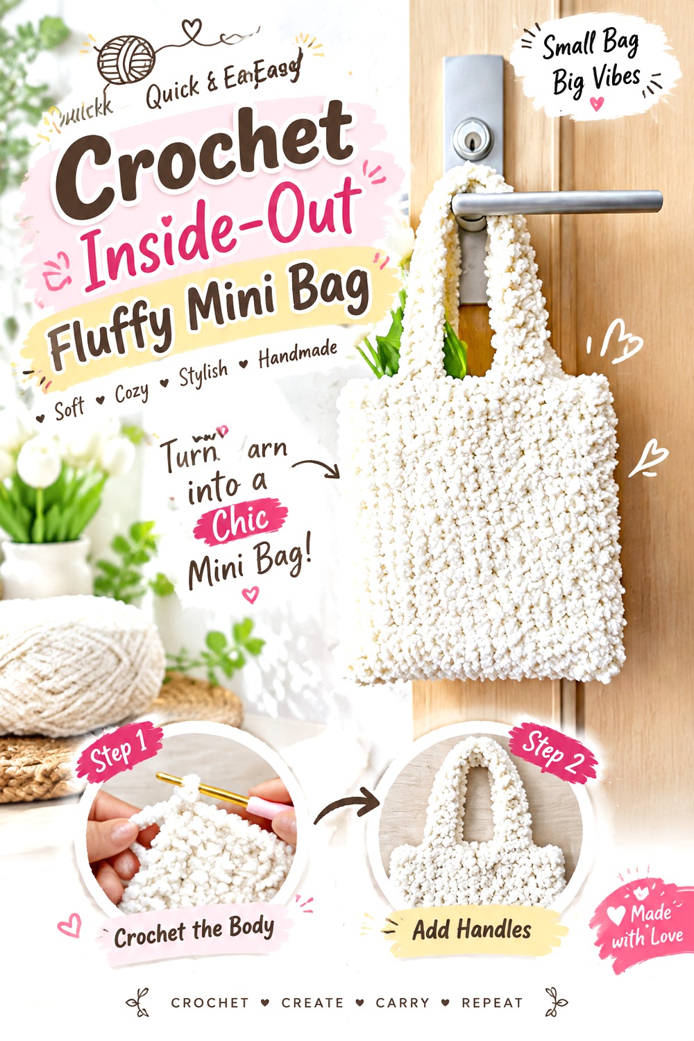 Crochet Inside Out Fluffy Mini Bag
