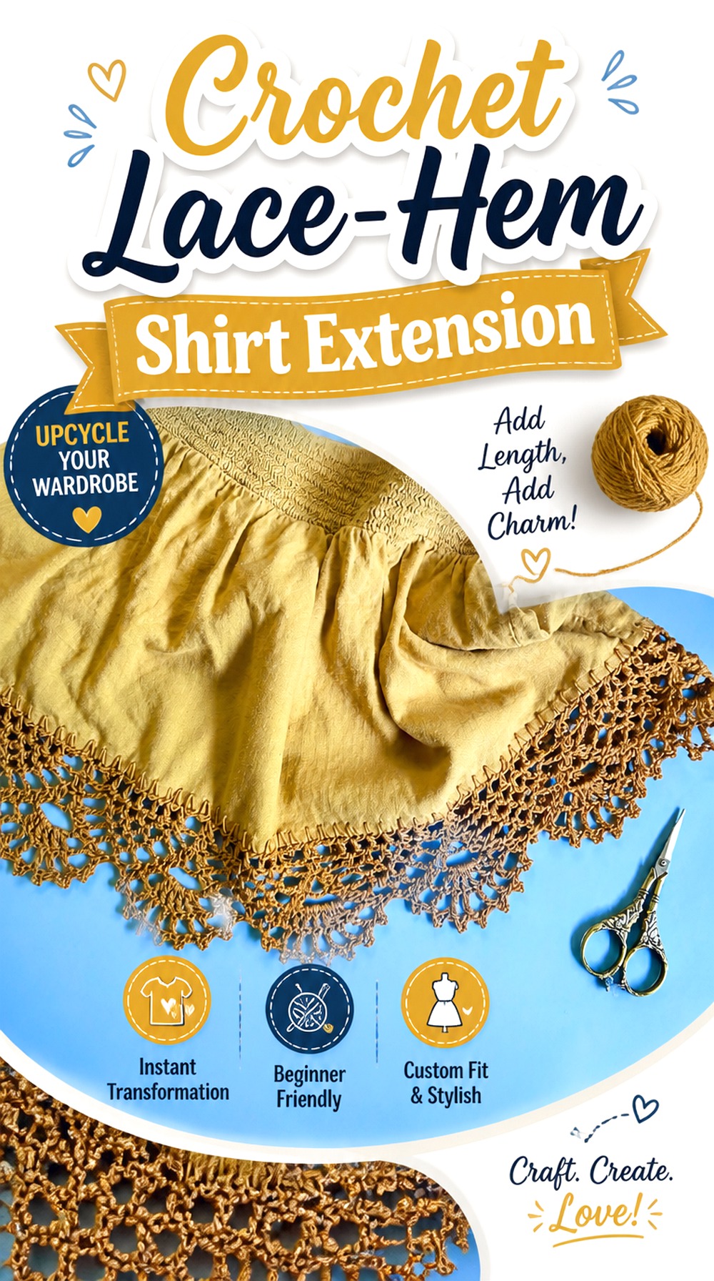 Crochet Lace Hem Shirt Extension