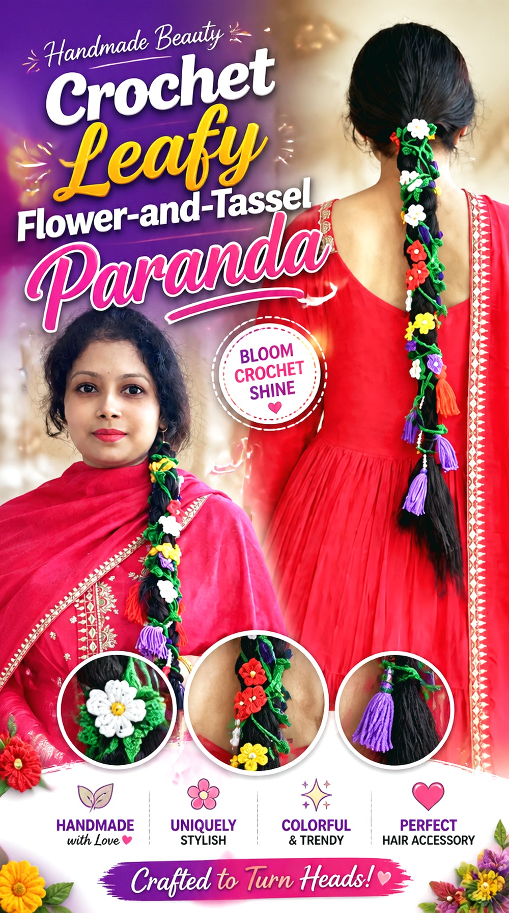 Crochet Leafy Flower and Tassel Paranda