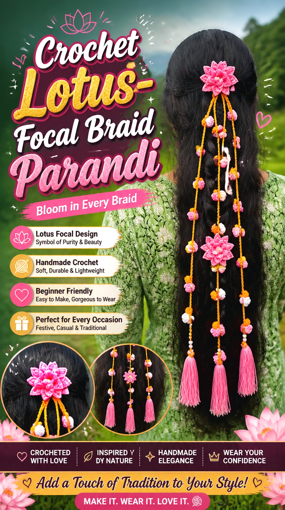 Crochet Lotus Focal Braid Parandi