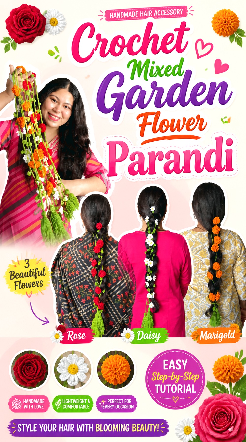 Crochet Mixed Garden Flower Parandi