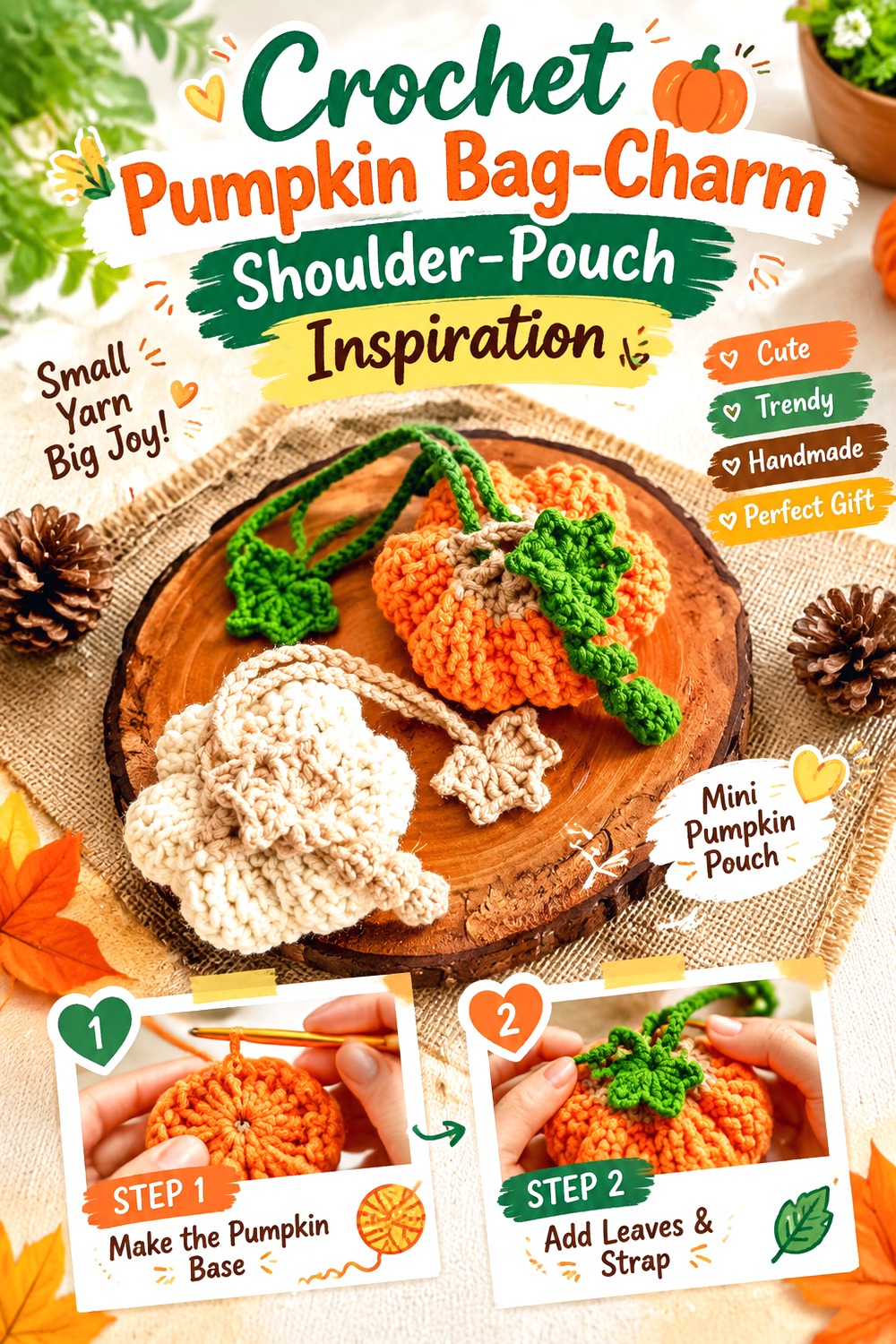 Crochet Pumpkin Bag Charm Shoulder Pouch Inspiration