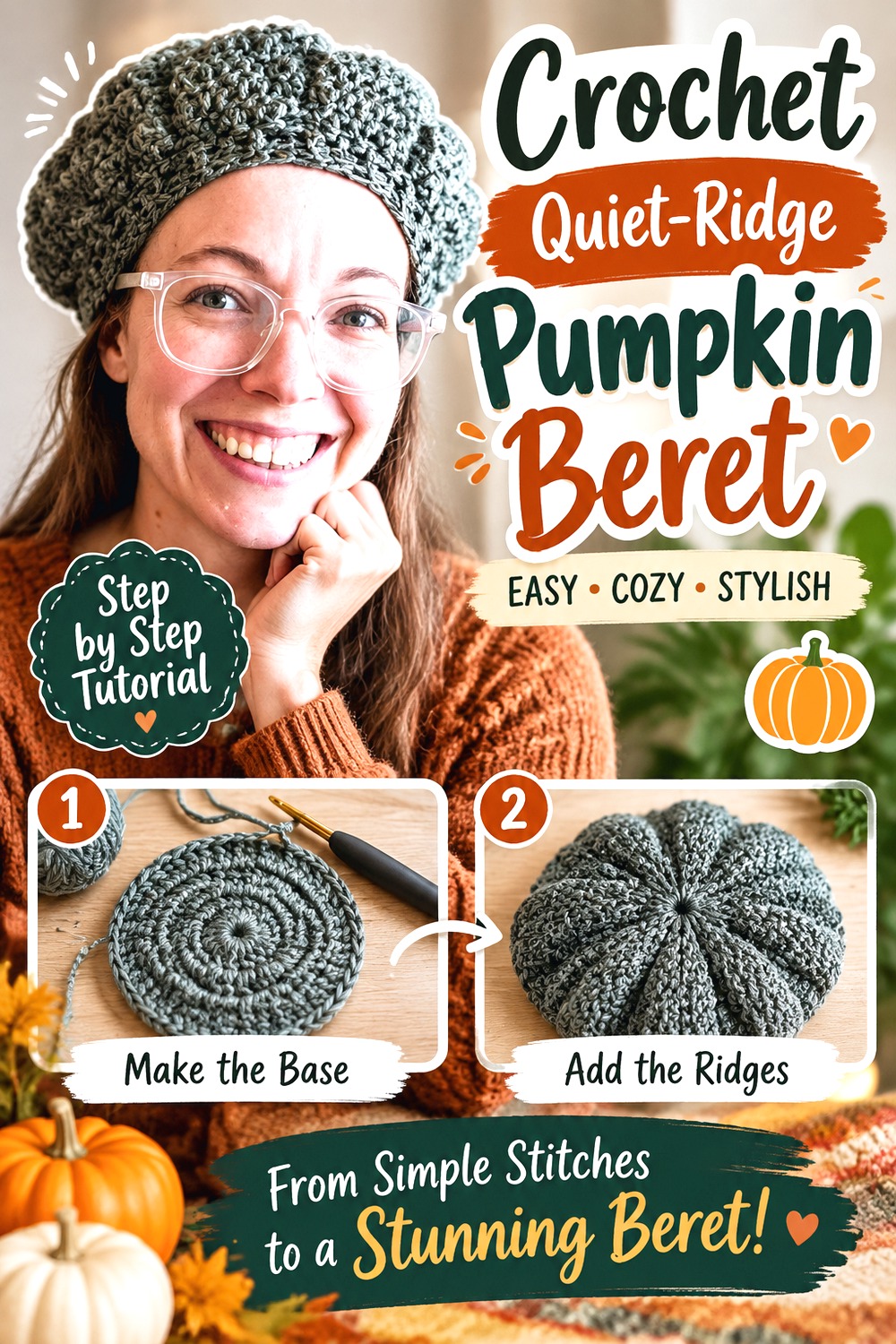 Crochet Quiet Ridge Pumpkin Beret