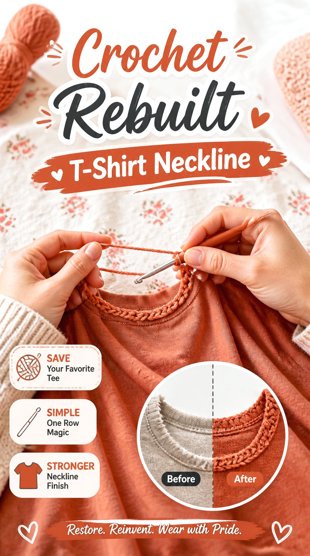 Crochet Rebuilt T Shirt Neckline