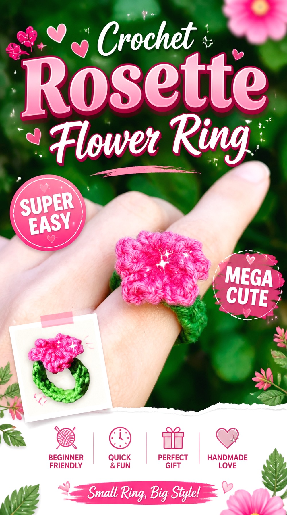 Crochet Rosette Flower Ring