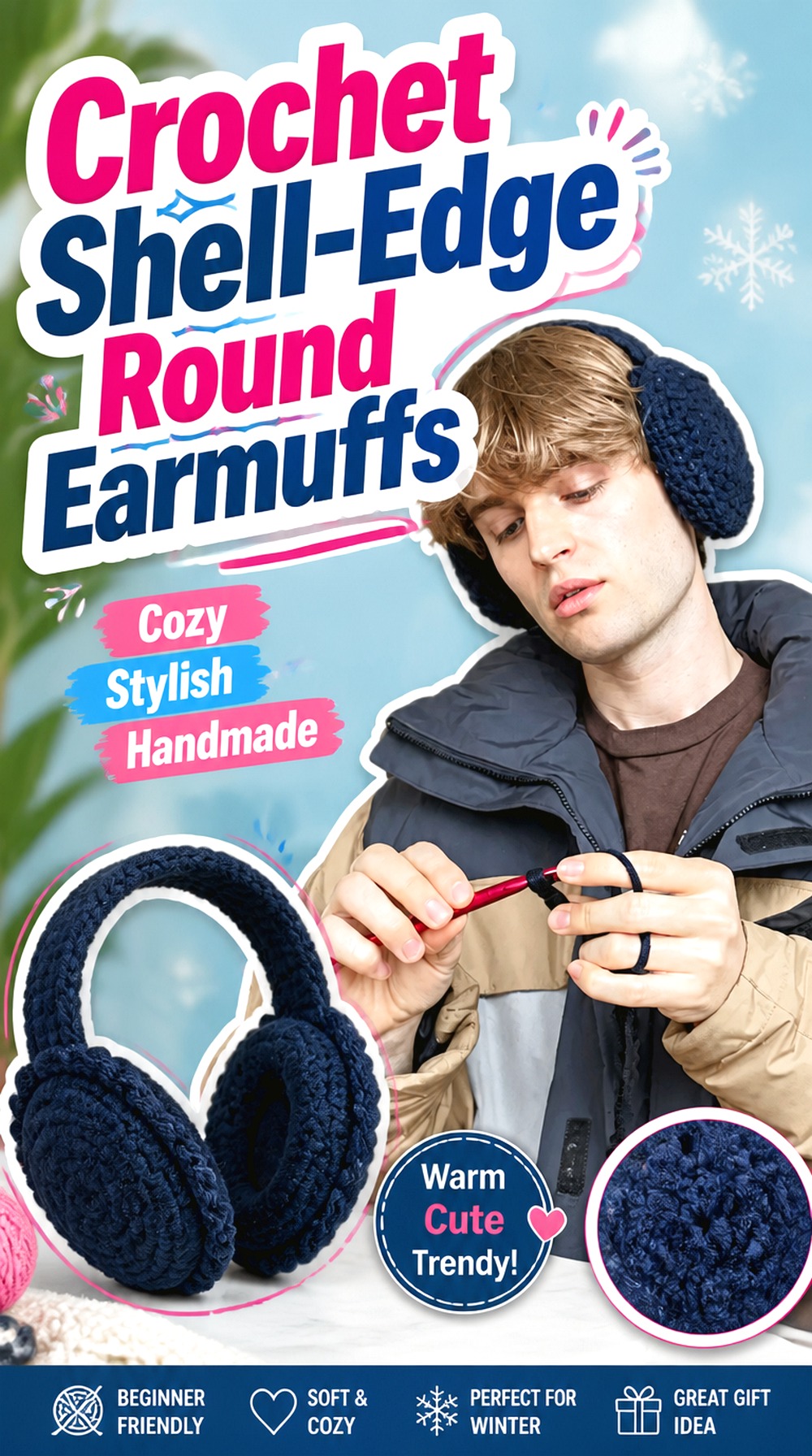 Crochet Shell Edge Round Earmuffs
