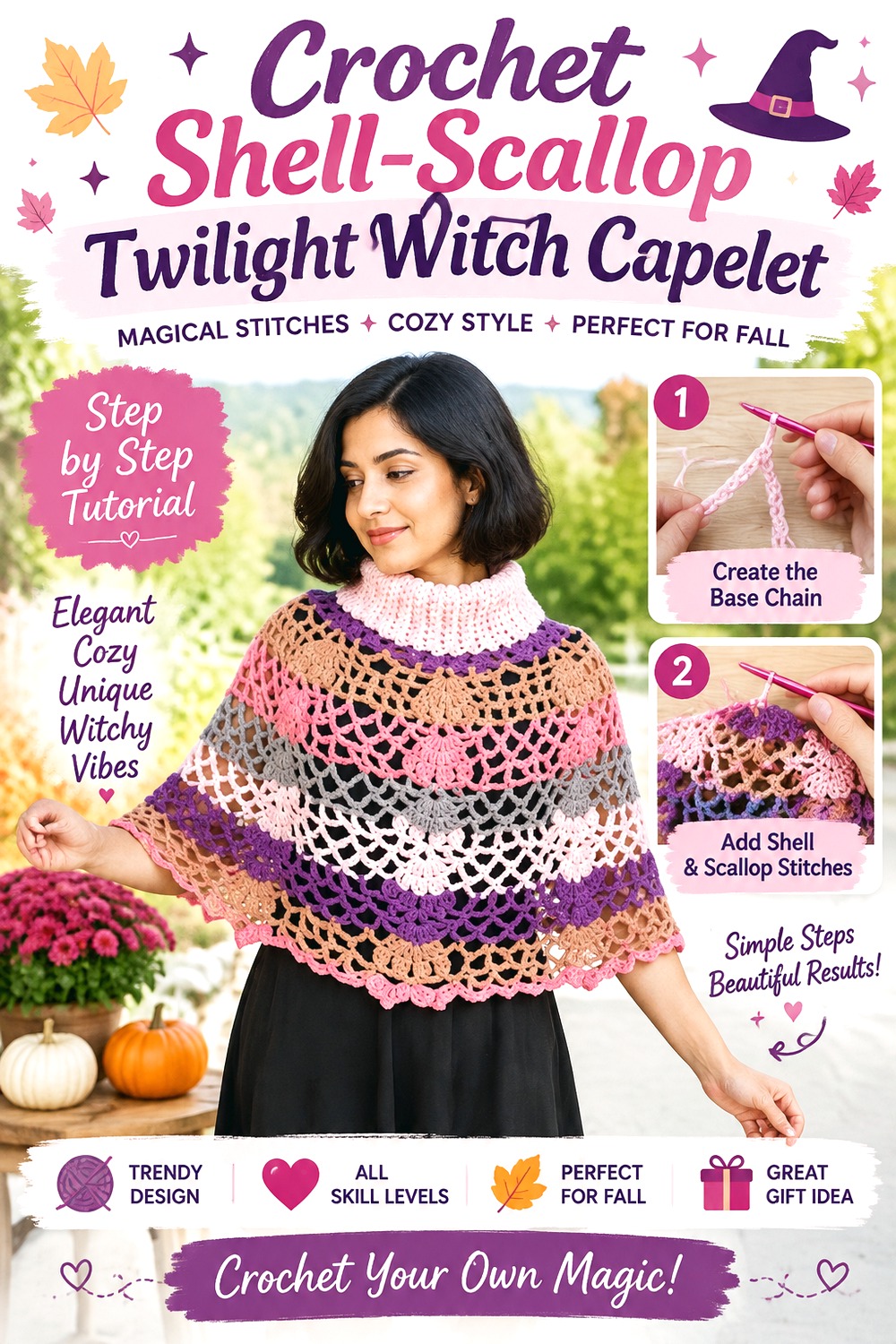 Crochet Shell Scallop Twilight Witch Capelet