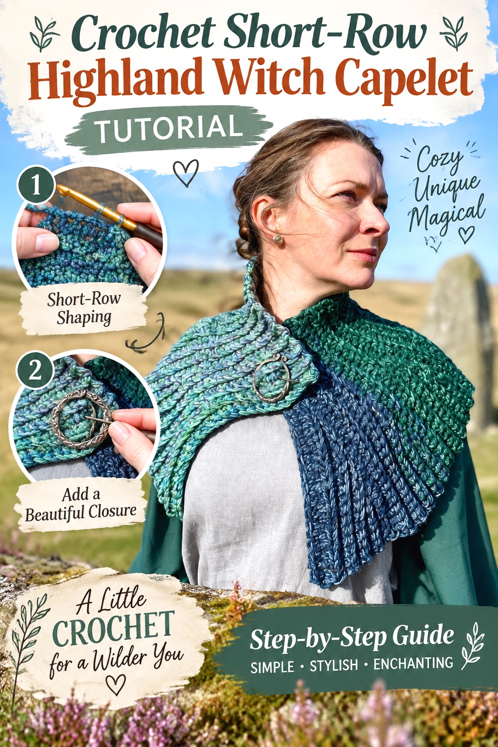 Crochet Short Row Highland Witch Capelet
