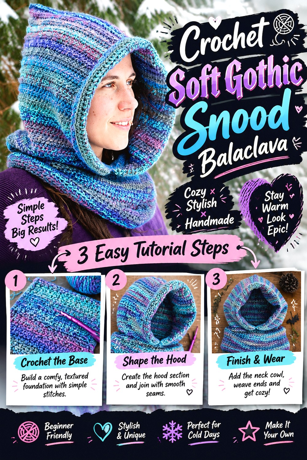 Crochet Soft Gothic Snood Balaclava