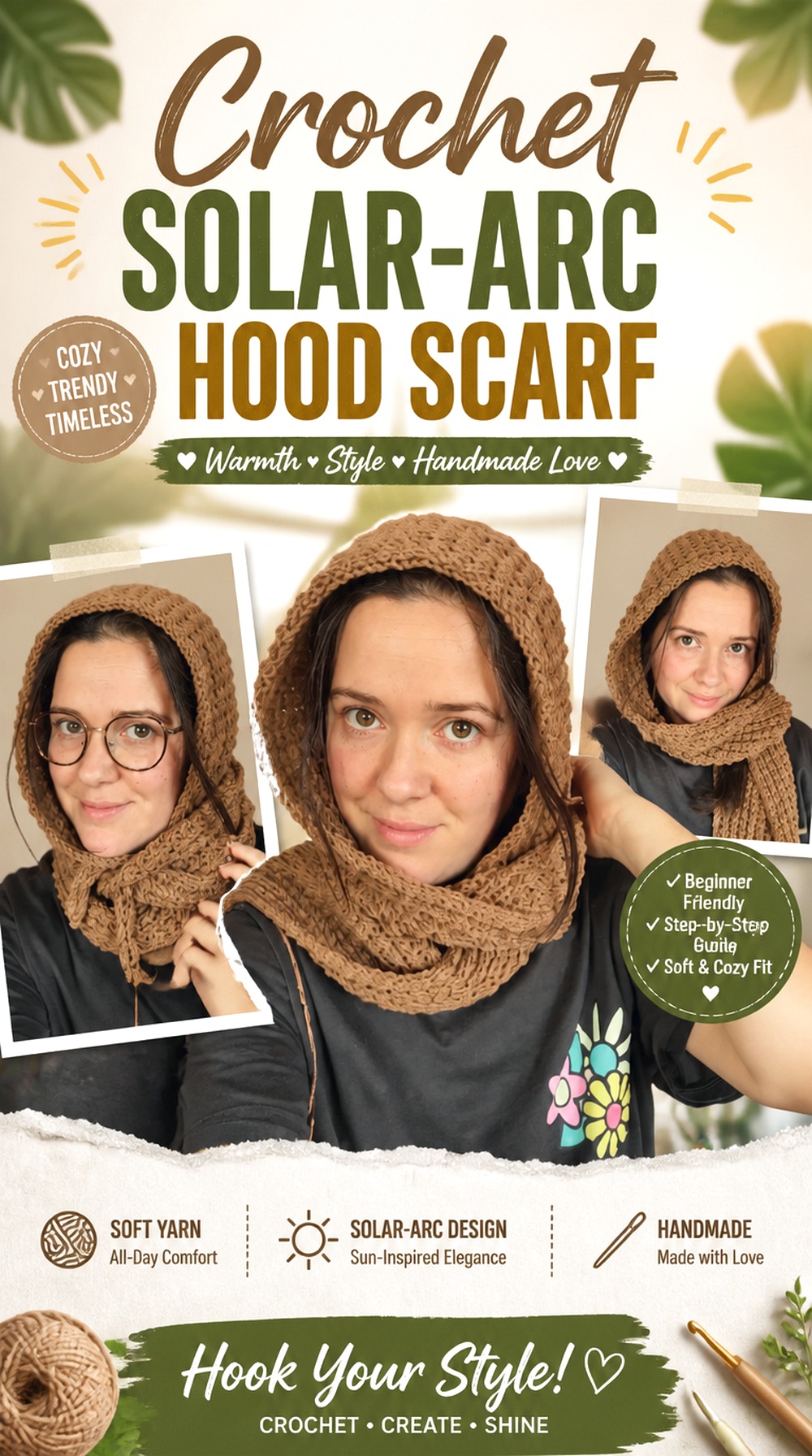 Crochet Solar Arc Hood Scarf
