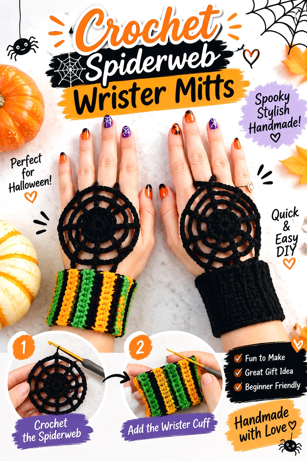 Crochet Spiderweb Wrister Mitts