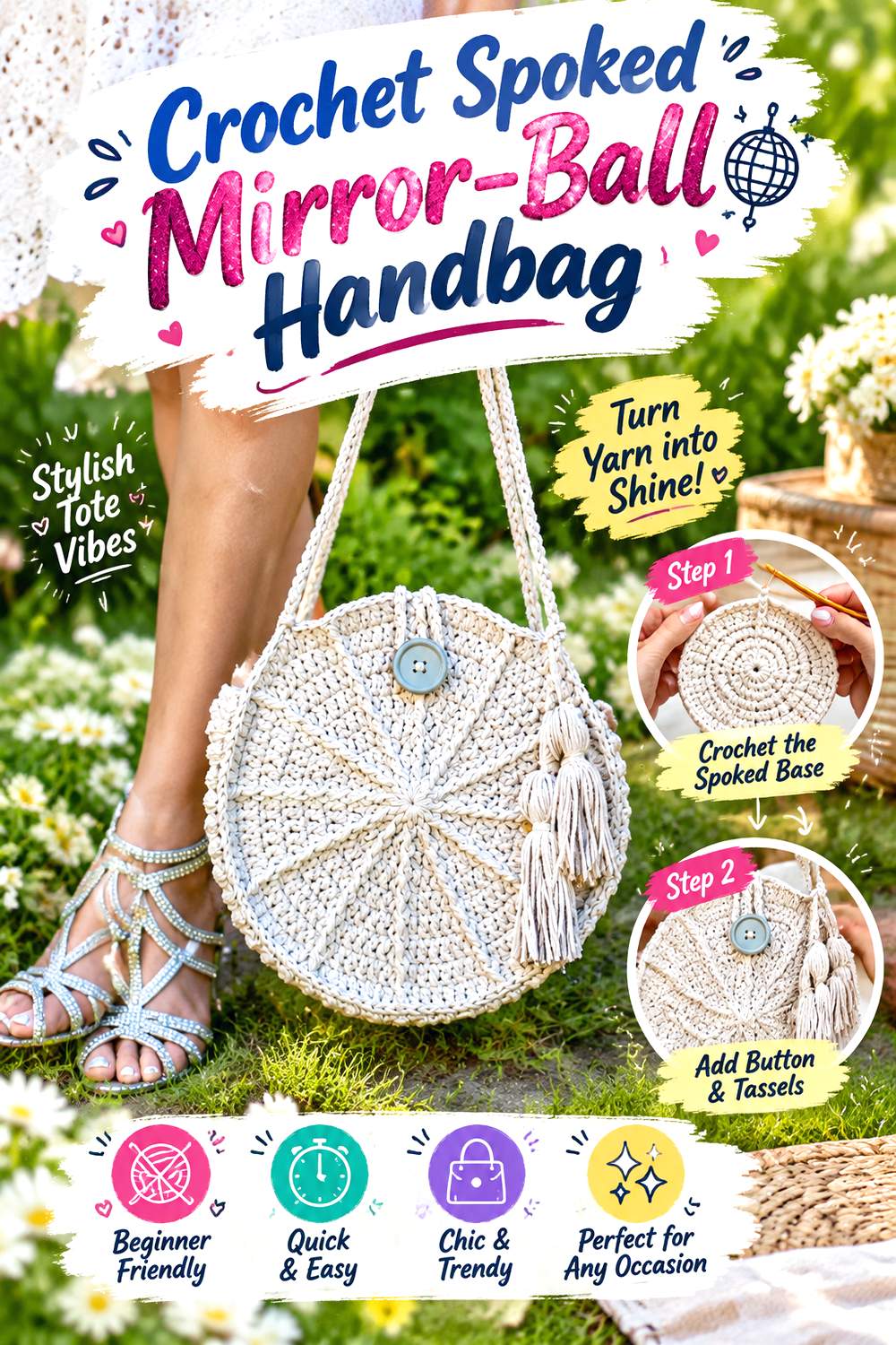 Crochet Spoked Mirror Ball Handbag