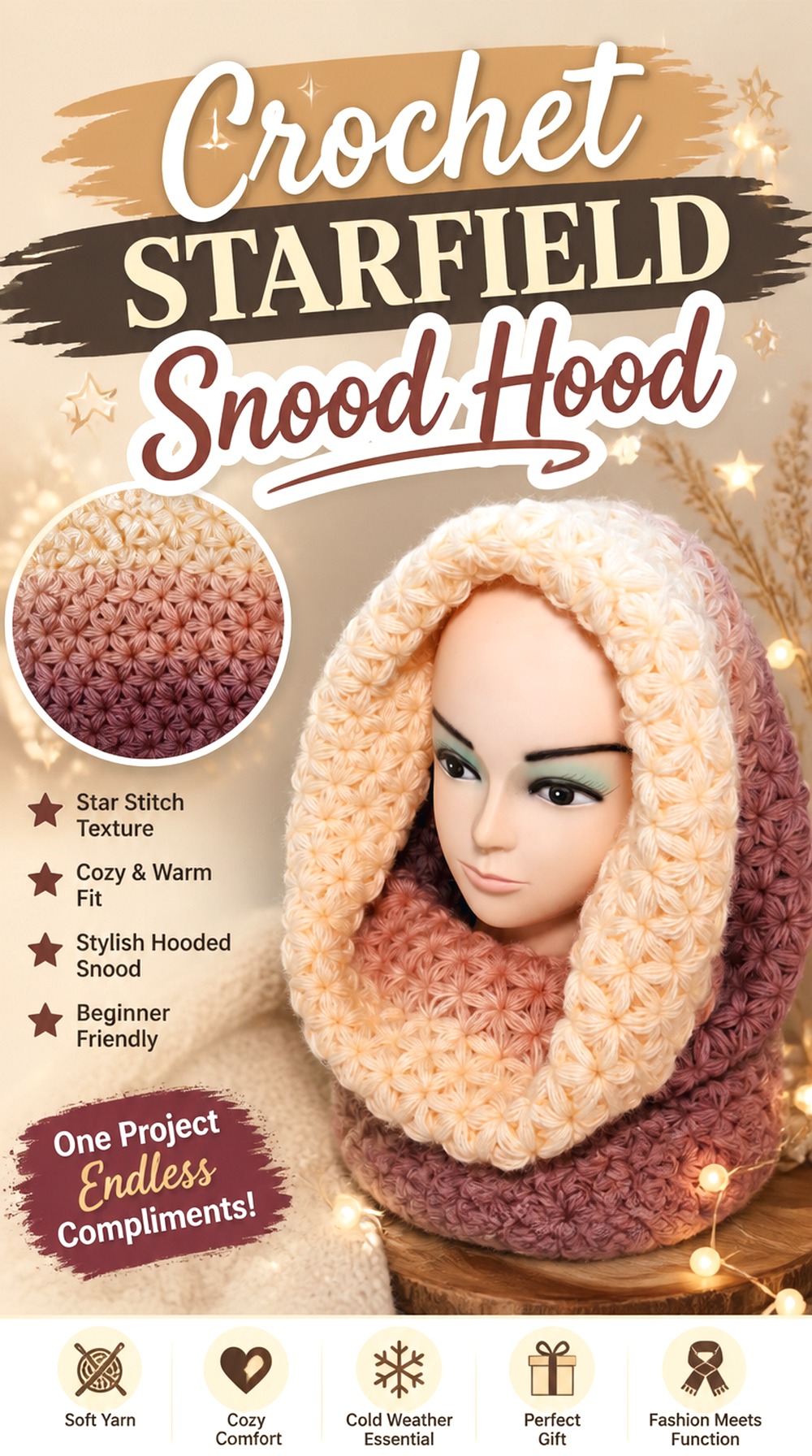 Crochet Starfield Snood Hood