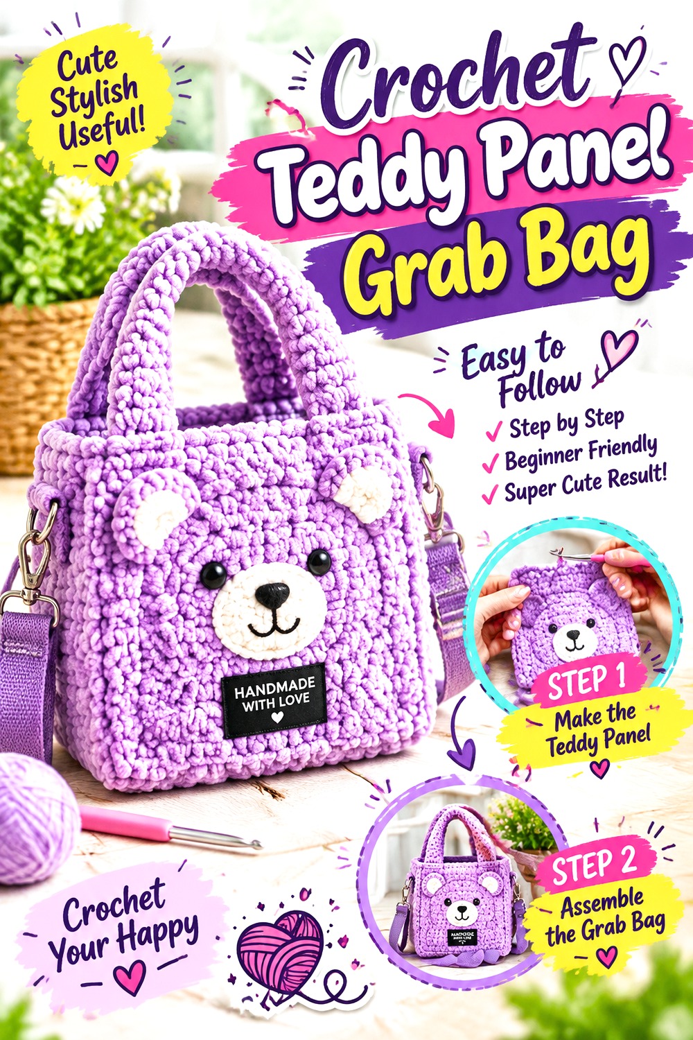 Crochet Teddy Panel Grab Bag