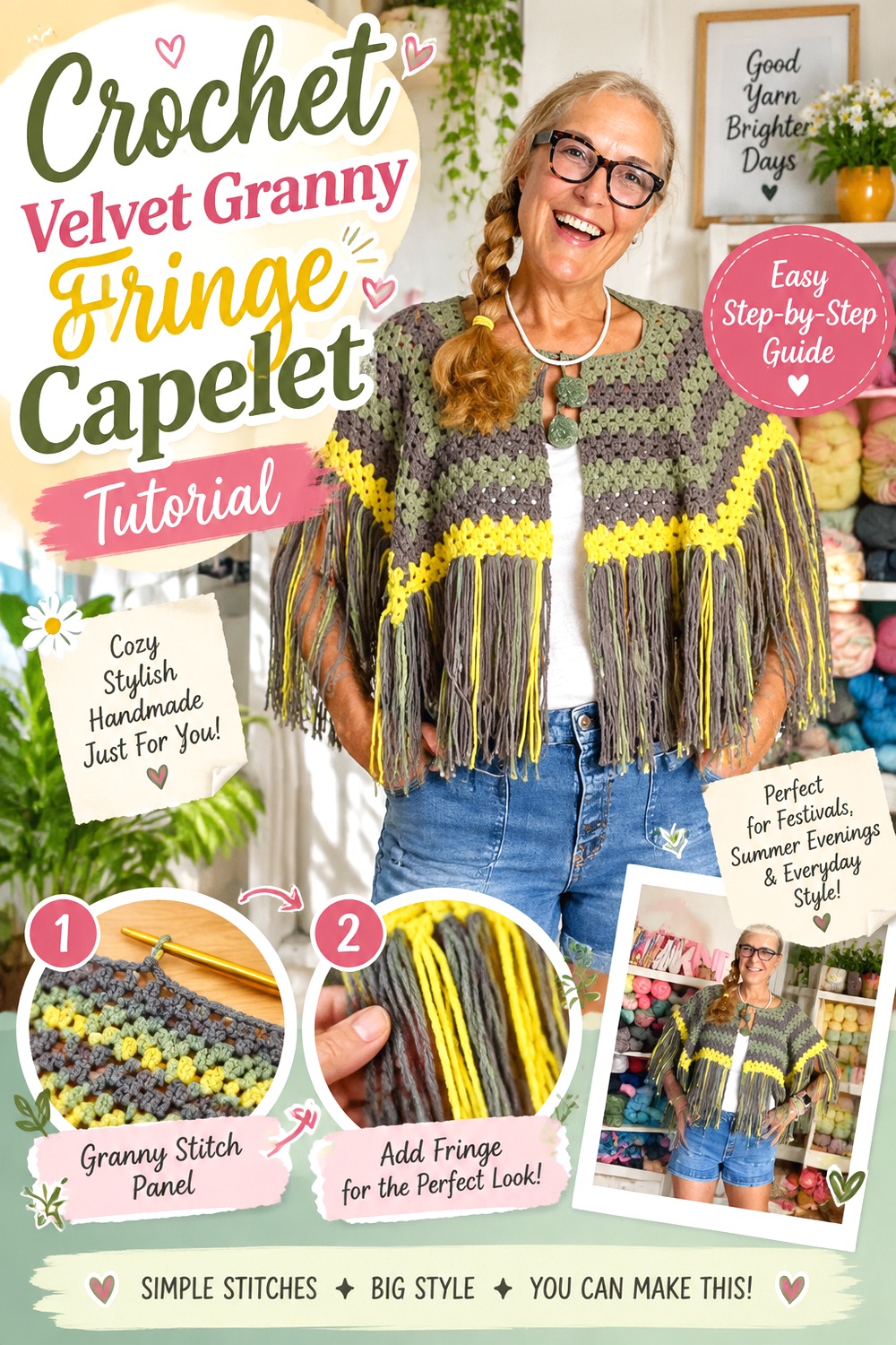 Crochet Velvet Granny Fringe Capelet