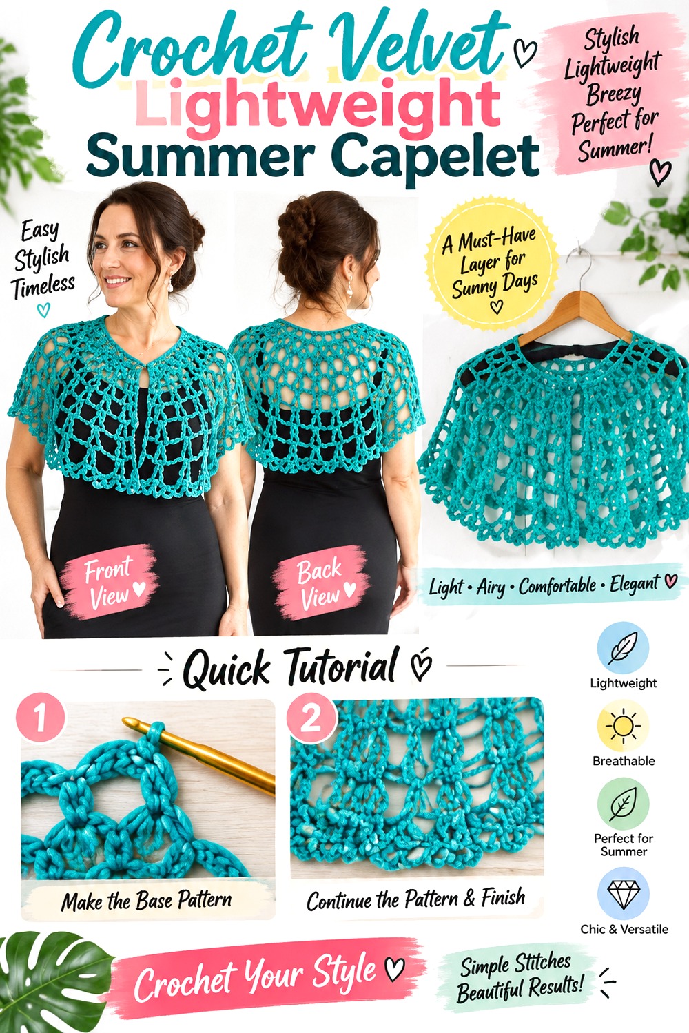 Crochet Velvet Lightweight Summer Capelet