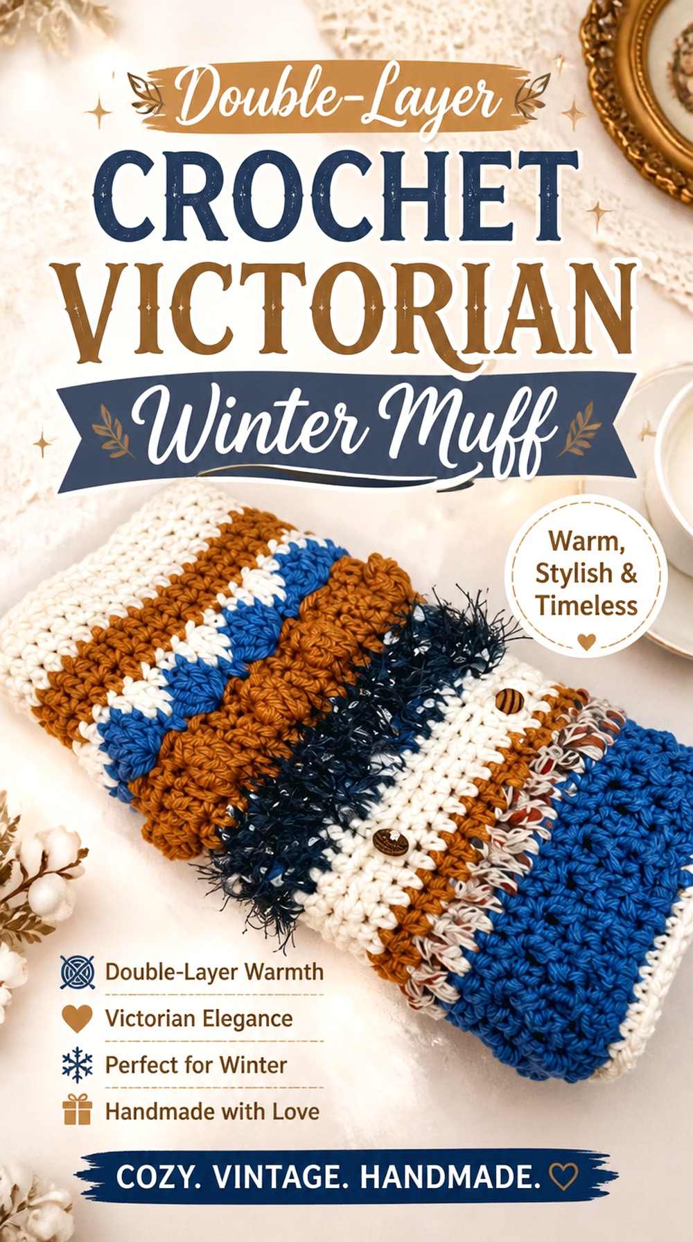 Double Layer Crochet Victorian Winter Muff