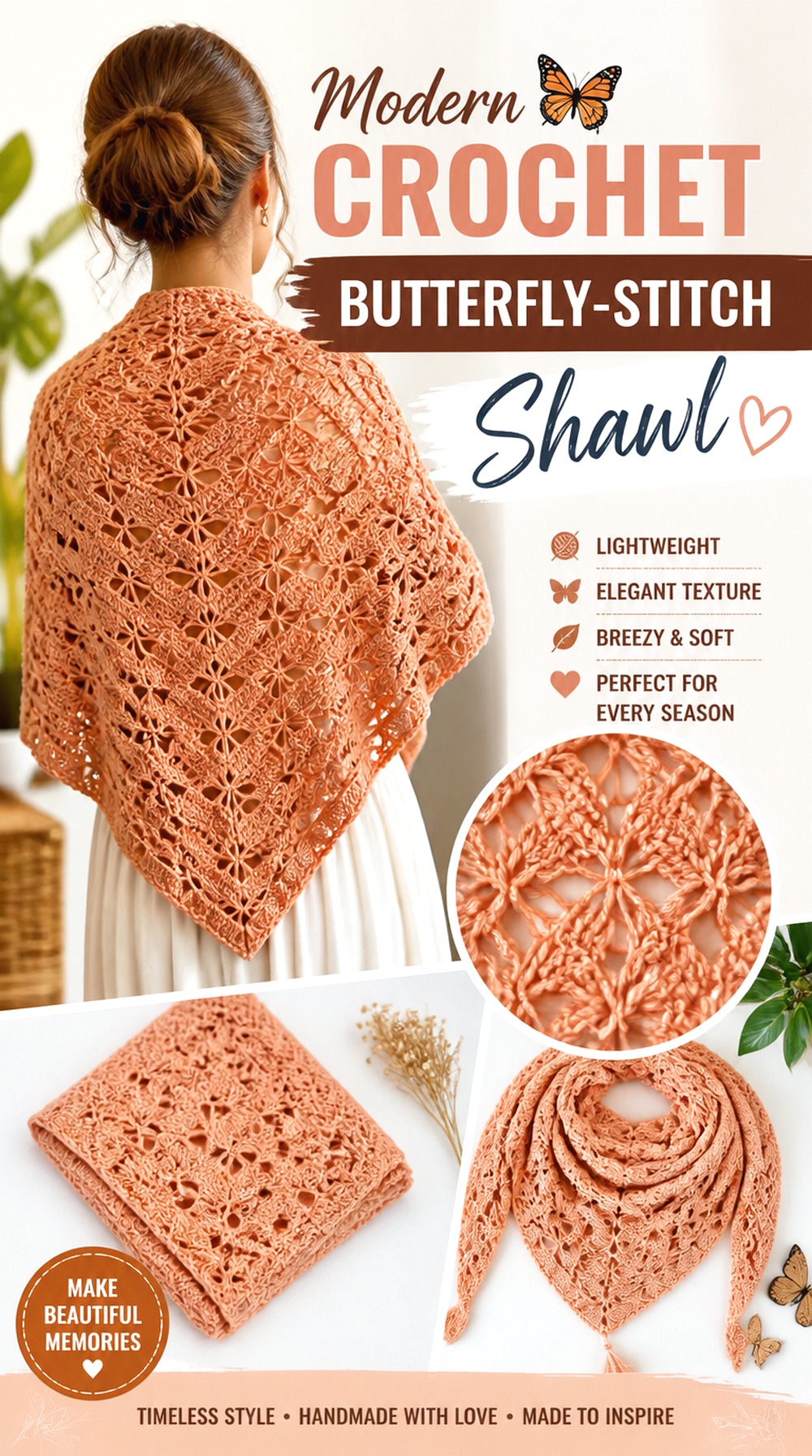 Modern Crochet Butterfly Stitch Shawl
