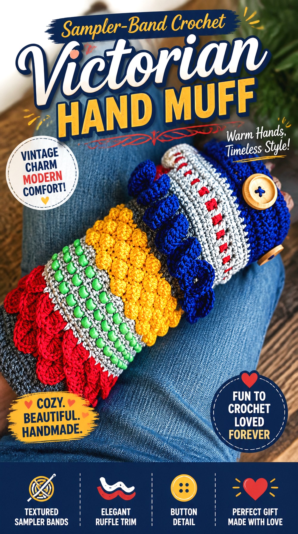 Sampler Band Crochet Victorian Hand Muff