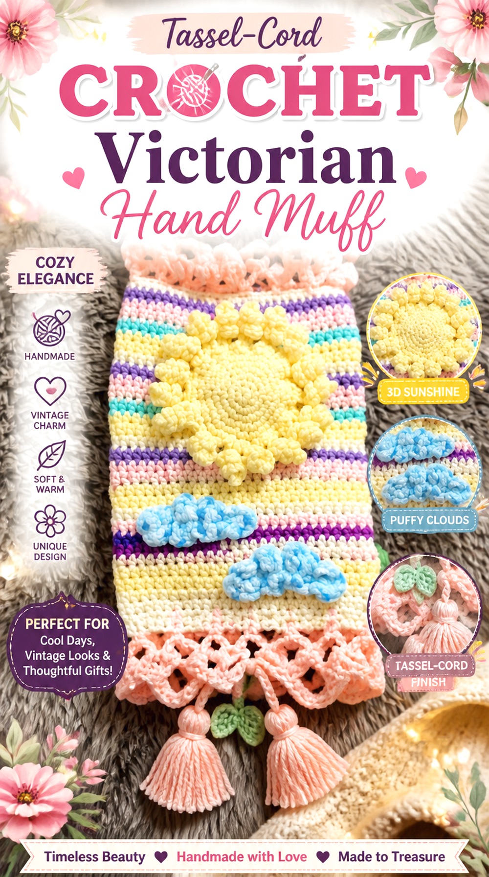Tassel Cord Crochet Victorian Hand Muff