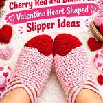 Crochet Cherry Red and Blush Pink Valentine Heart Shaped Slipper Ideas