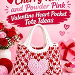 Crochet Cherry Red and Powder Pink Valentine Heart Pocket Tote Ideas