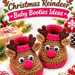 Crochet Cocoa Brown and Cherry Pink Christmas Reindeer Baby Booties Ideas