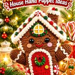 Crochet Cocoa Brown and Cream Christmas Gingerbread House Hand Puppet Ideas