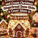 Crochet Cocoa Brown and Cream Christmas Gingerbread Snow Globe Cover Ideas