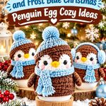 Crochet Cocoa Brown and Frost Blue Christmas Penguin Egg Cozy Ideas