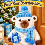 Cocoa Brown and Icy Blue Crochet Christmas Polar Bear Doorstop Ideas