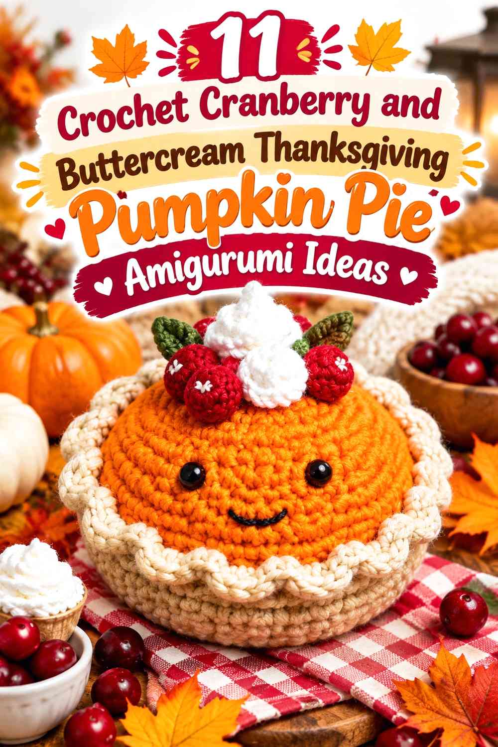 Crochet Cranberry and Buttercream Thanksgiving Pumpkin Pie Amigurumi Ideas