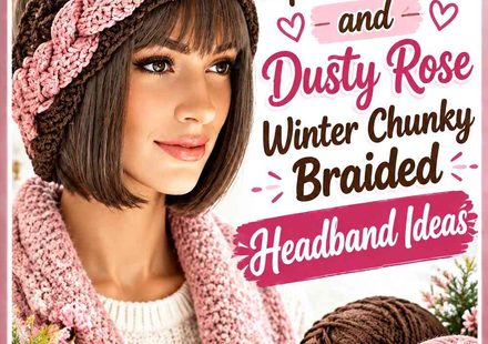 Crochet Espresso Brown and Dusty Rose Winter Chunky Braided Headband Ideas