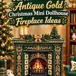 Crochet Forest Green and Antique Gold Christmas Mini Dollhouse Fireplace Ideas