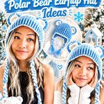 Crochet Frost Blue and Pearl White Christmas Polar Bear Earflap Hat Ideas