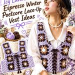 Crochet Icy Lavender and Espresso Winter Poetcore Lace-Up Vest Ideas
