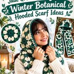 Crochet Jade Green and Soft Ivory Winter Botanical Hooded Scarf Ideas