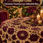 Crochet Plum Noir and Antique Gold Christmas Victorian Lace Tablecloth Ideas