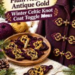 Plum Noir and Antique Gold Crochet Winter Celtic Knot Coat Toggle Ideas
