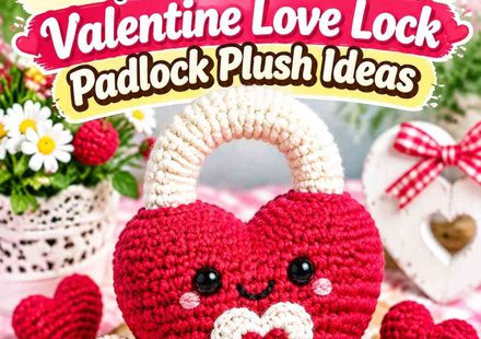 Crochet Raspberry and Cream Valentine Love Lock Padlock Plush Ideas