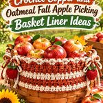 Copper and Oatmeal Crochet Fall Apple Picking Basket Liner Ideas