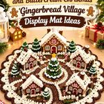 Crochet Espresso Brown and Buttercream Christmas Gingerbread Village Display Mat Ideas