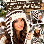 Crochet Espresso Brown and Vanilla Cream Winter Faux Shearling Aviator Hat Ideas