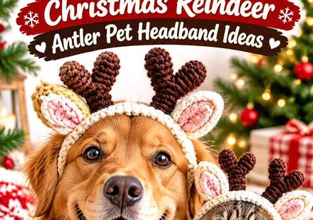 Crochet Espresso and Cream Christmas Reindeer Antler Pet Headband Ideas
