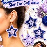 Crochet Icy Lavender and Midnight Blue Winter Celestial Star Ear Cuff Ideas