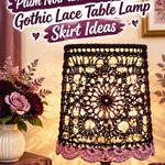 Crochet Plum Noir and Dusty Mauve Gothic Lace Table Lamp Skirt Ideas